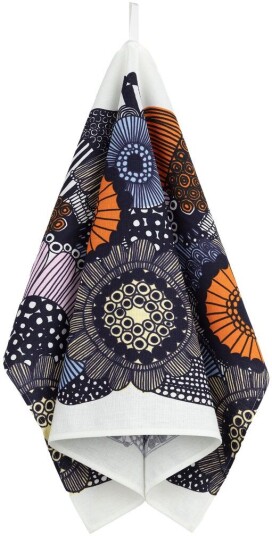 Marimekko Siirtolapuutarha kjøkkenhåndkle 47x70 cm White yellow orange light blue Marimekko Siirtolapuutarha kjøkkenhåndkle 47x70 cm White yellow orange light blue
