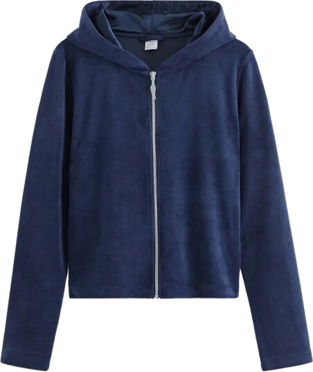 Lindex Hoodie In Velour Navy 146/152