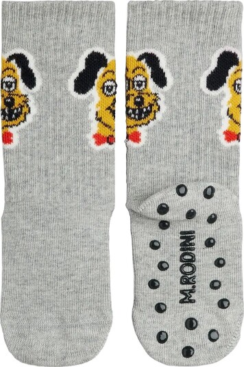 Mini Rodini Dog 1 Pack Anti Slip Socks GREY MELANGE 20/23