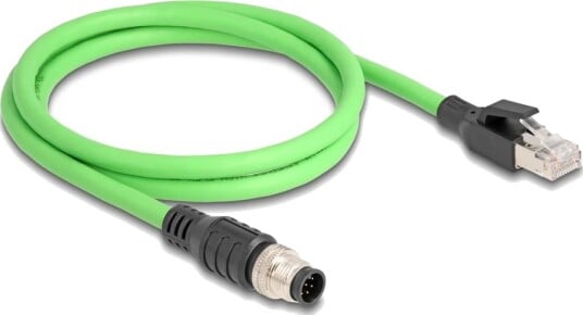 Delock Nettverkskabel 8 Pins M12 Hann Til Rj 45 Hann 1 M 6.8 Mm Sf/Utp Uten Hindringer A Kodet Grønn