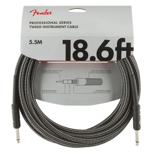 Fender Pro Instrumentkabel 5.5m Gt 18.6' Grå Tweed Fender Pro Instrumentkabel 5.5m Gt 18.6' Grå Tweed