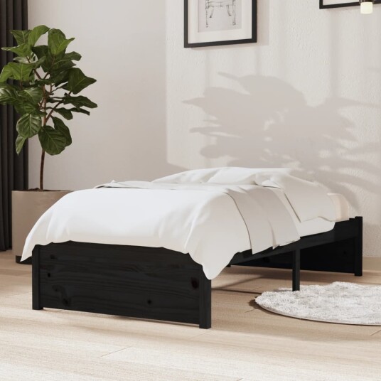 vidaXL Sengeramme svart heltre 75x190 cm 2FT6 Small Single vidaXL Sengeramme svart heltre 75x190 cm 2FT6 Small Single
