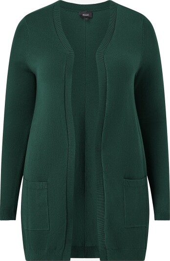 Zizzi Kardigan mCarrie L/S Long Cardigan Grønn