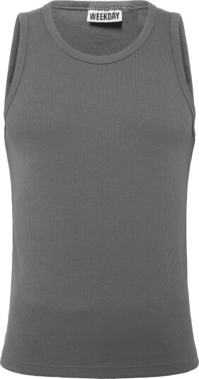 Weekday Classic Ribbed Tank Top Grey L