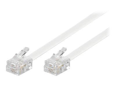 Deltaco 2m Telefonkabel RJ-11 Hankjønn Hvit