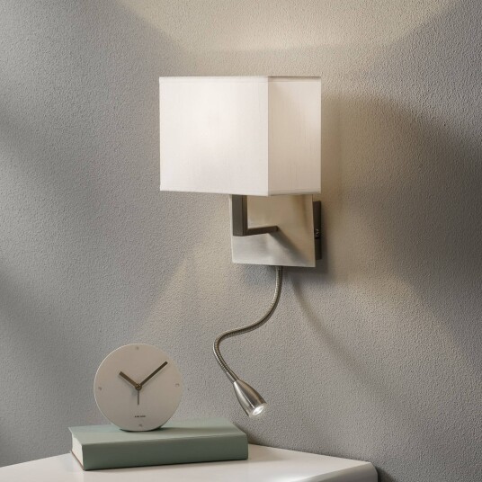 Searchlight LED vegglampe 6519 Aluminium / grå / sink Stue / spisestue Tekstil / stoff / silke Moderne Leselampe