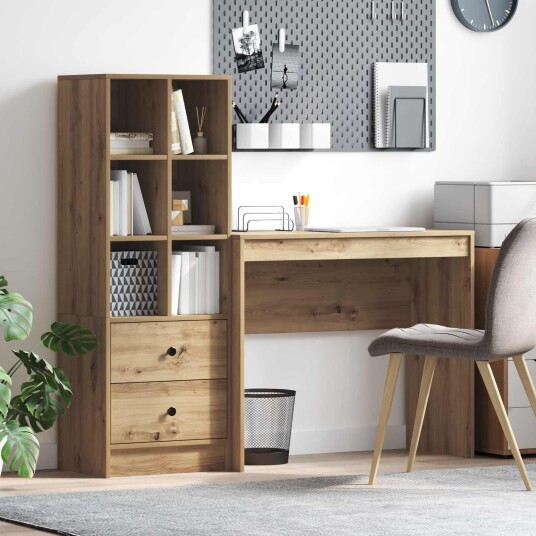 Skrivebord med lagring 2 pcs artisan eik 90 x 40 x 76 cm