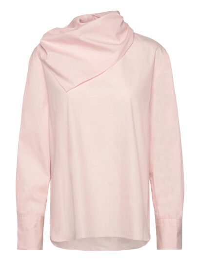 Mango Poplin Blouse With Handkerchief - Pink - L