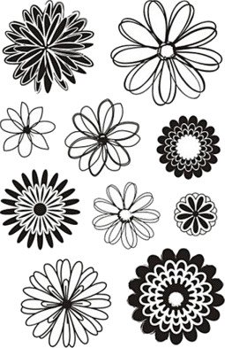 Diverse Silikonstempler blomster ark 11x15,5 cm 1 ark
