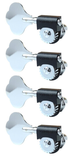Grover 143cl4 Lightweight Bass Machines 4-In-Line, Lefthand, Right - Chrome