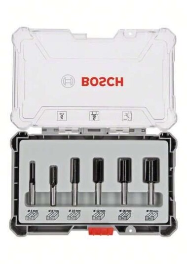 Bosch 6-delt Fresesett for Bløtt Tre med 6 mm Skaft