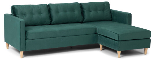 Marino sofa BA1, sjeselongsofa høyre eller venstresnudd i velur grønn.