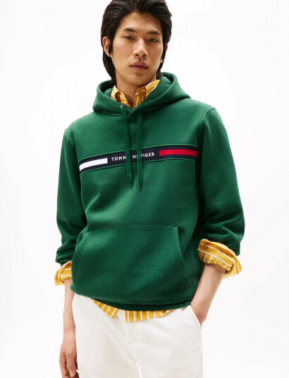 Tommy Hilfiger Hilfiger Chest Insert Hoody - Green - M Tommy Hilfiger Hilfiger Chest Insert Hoody - Green - M