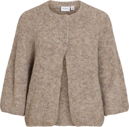 Vila Vibows 3/4 Knit Cardigan/Ln/1 Beige M