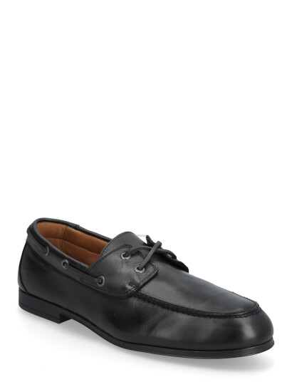 Tommy Hilfiger Flexible Slim Leather Boat Shoe Black 41