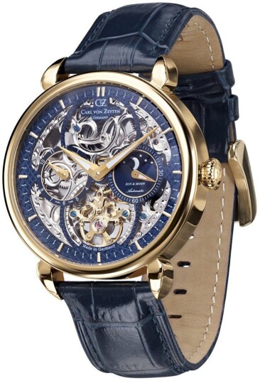 Carl von Zeyten Herreklokke CVZ0005GBLS Neukirch Blå/Lær Ø45 mm