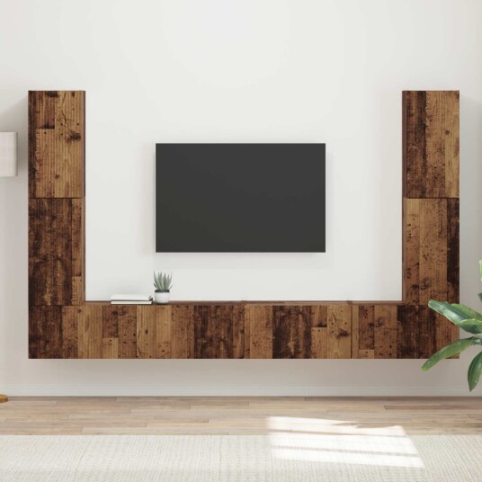 TV benksett 8 pcs Gamle tre Konstruert tre