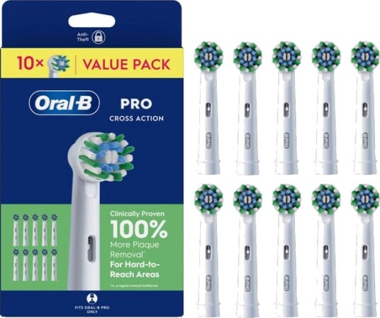 Oral-B Cross Action tannbørstehoder 988322 hvit 10-pakning