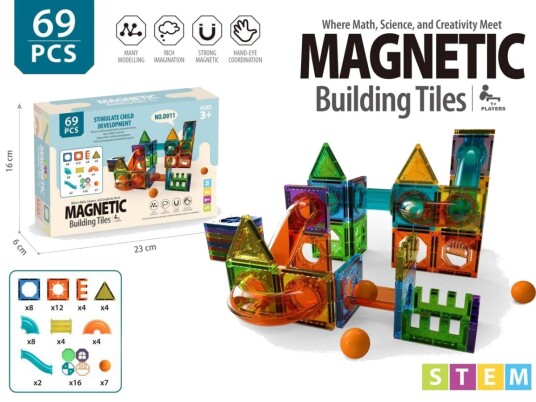 Madej Magnetiske Byggeklosser 3+ År 69 Deler Madej Magnetiske Byggeklosser 3+ År 69 Deler