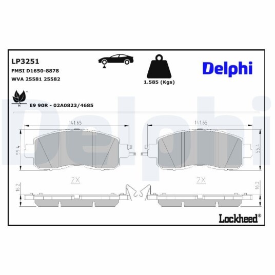 Bremseklosser DELPHI LP3251 Bremseklosser DELPHI LP3251