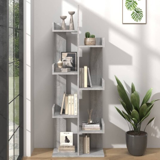 vidaXL Bokhylle 48x25,5x140 cm gr? sonoma konstruert tre vidaXL Bokhylle 48x25,5x140 cm gr? sonoma konstruert tre