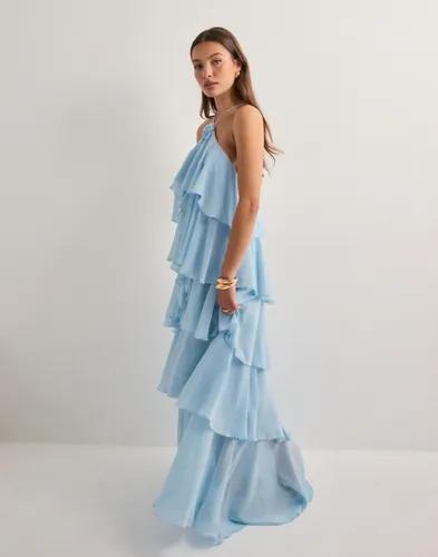 Vero Moda Blå Vmfelicia Slrouleau Ruffle Maxi Dre