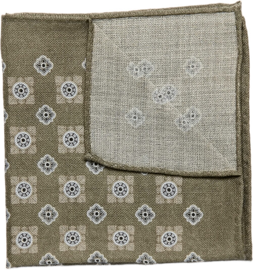 Lindbergh Wool Hankie With Pattern Khaki green ONE SIZE Lindbergh Wool Hankie With Pattern Khaki green ONE SIZE