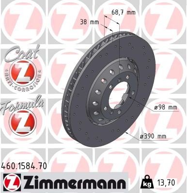 Bremseskive ZIMMERMANN 460.1584.70