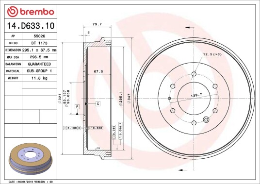 Bremsetrømmel BREMBO 14.D633.10