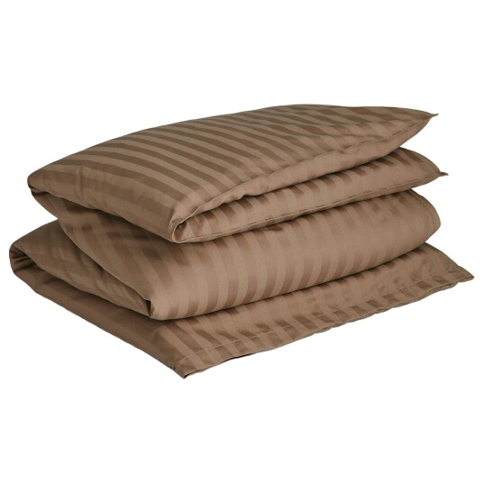 Gant Home Sateen Stripes Dynetrekk 220x220 cm Taupe Beige