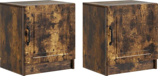 Nattbordskap 2 pcs Røkt Eik 43 x 34,5 x 47 cm Konstruert tre