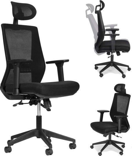 Ergonomisk svart kontorstol med justerbare funksjoner Ergonomisk svart kontorstol med justerbare funksjoner