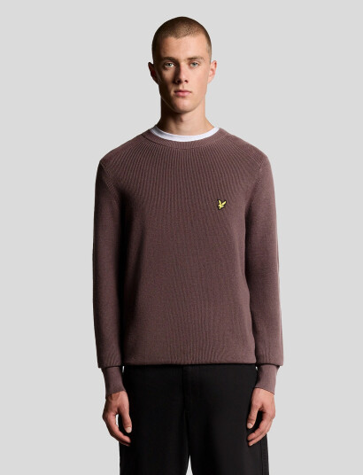 Lyle & Scott Engineered Rib Crew Neck - Brown - S Lyle & Scott Engineered Rib Crew Neck - Brown - S