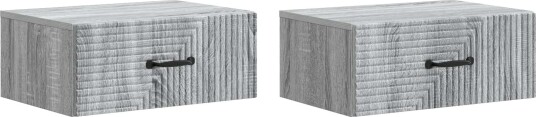  Vegghengt Nattbord med skuff 2 pcs Grå sonoma 49 x 34,5 x 20 cm