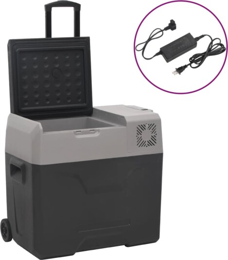 vidaXL Kjøleboks med hjul og adapter svart og grå 40 L polypropylen