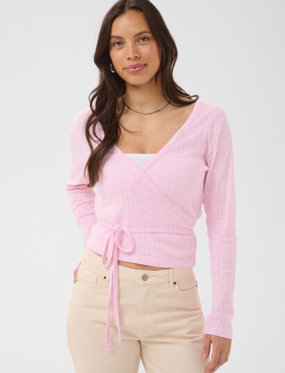Saint Tropez Grusz Wrap Cardigan Pink M