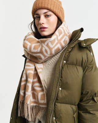 Gant G Mønstret Ullskjerf Caramel Beige Onesize