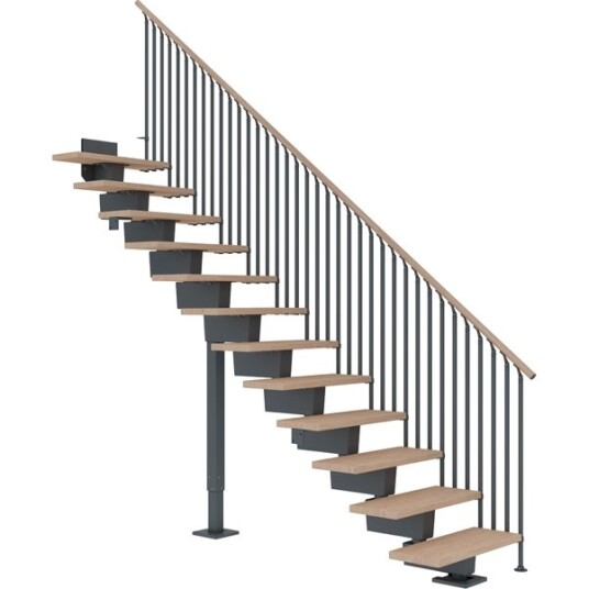 Dolle Dubai Rett Trapp Antracit 7016 classic Iiii hvitoljet Eik 90 12 Loddrett Høyde 221 273cm