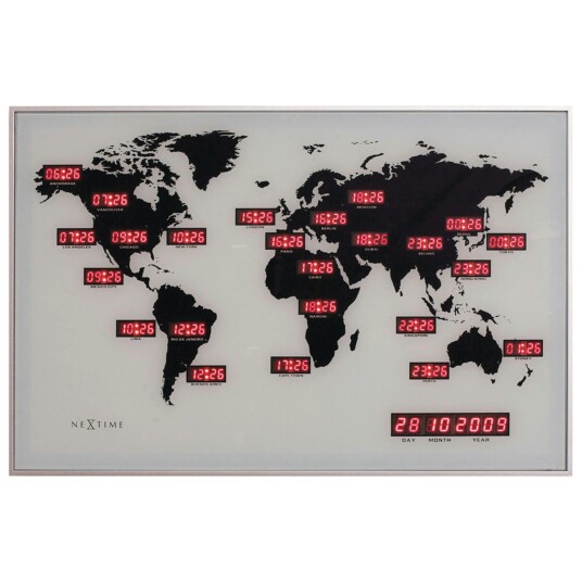 Nextime World Time Digit Veggklokke Nextime World Time Digit Veggklokke
