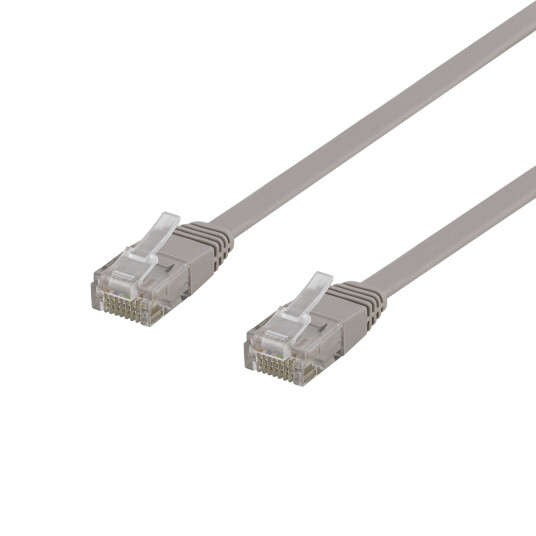 Deltaco Cat6 Flat RJ-45 Nettverkskabel 1m Grå Halogenfri