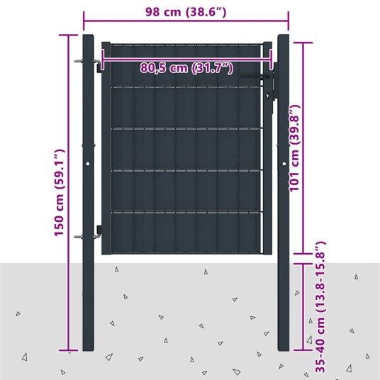 vidaXL Hageport PVC og stål 100x101 cm antrasitt