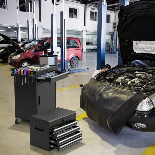 Cwy Transportkoffert 2 i 1 verkstedvogn inkludert koffert & 8 rom & kroker & justerbar hylle 100 kg lastekapasitet Cwy Transportkoffert 2 i 1 verkstedvogn inkludert koffert & 8 rom & kroker & justerbar hylle 100 kg lastekapasitet
