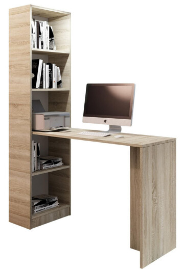 Skrivebord Gridia 125 cm med Oppbevaringshylle Eikfarge/Beige