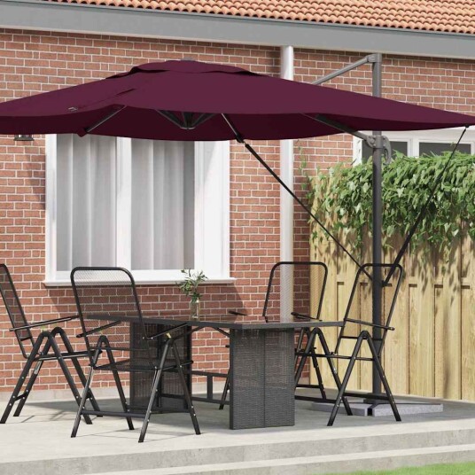 Parasoll Burgunder Aluminium Polyester Stor Justerbare armlener