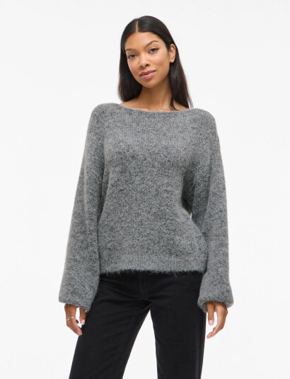 Vila Vimarley L/S Knit Pullover - Grey - XXL