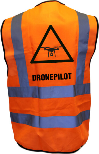 Refleksvest dronepilot Oransje farge Str. L