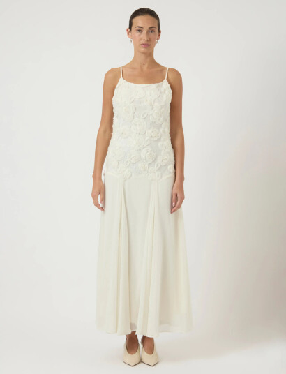 YAS Yasfeodora Strap Maxi Dress   Celeb   Cream   38