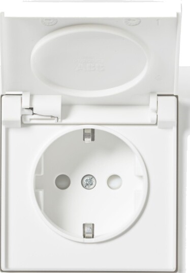 Abb Stikkontakt 20Eujw-884 1-Veis, Hvit, Lokk, Innfelt