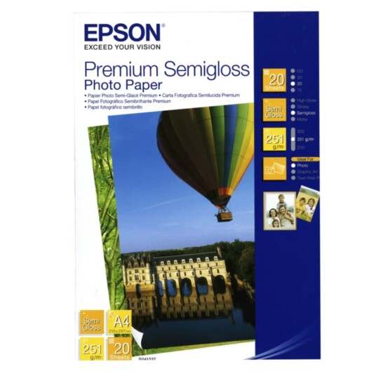 Epson Fotopapir Premium Semigloss A4 20 ark 251g S041332