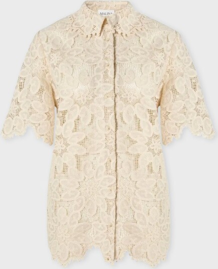 Malina Ari Guipure Lace Shirt - Cream - 38